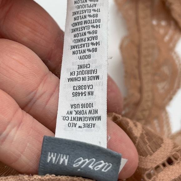 🥑5/$25 Aerie Lace Racerback Bralette tan sz M - Picture 3 of 3